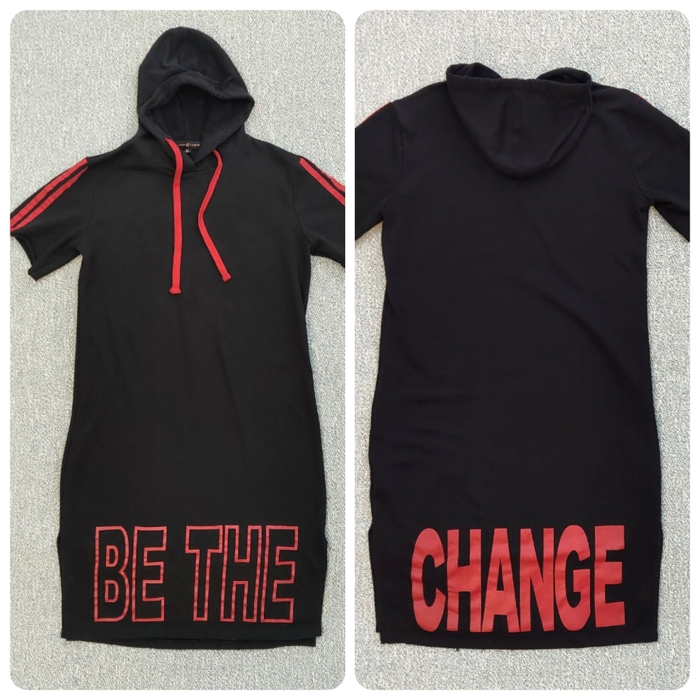 Hoodie Dress with Cutoff Sleeves, Sz XL